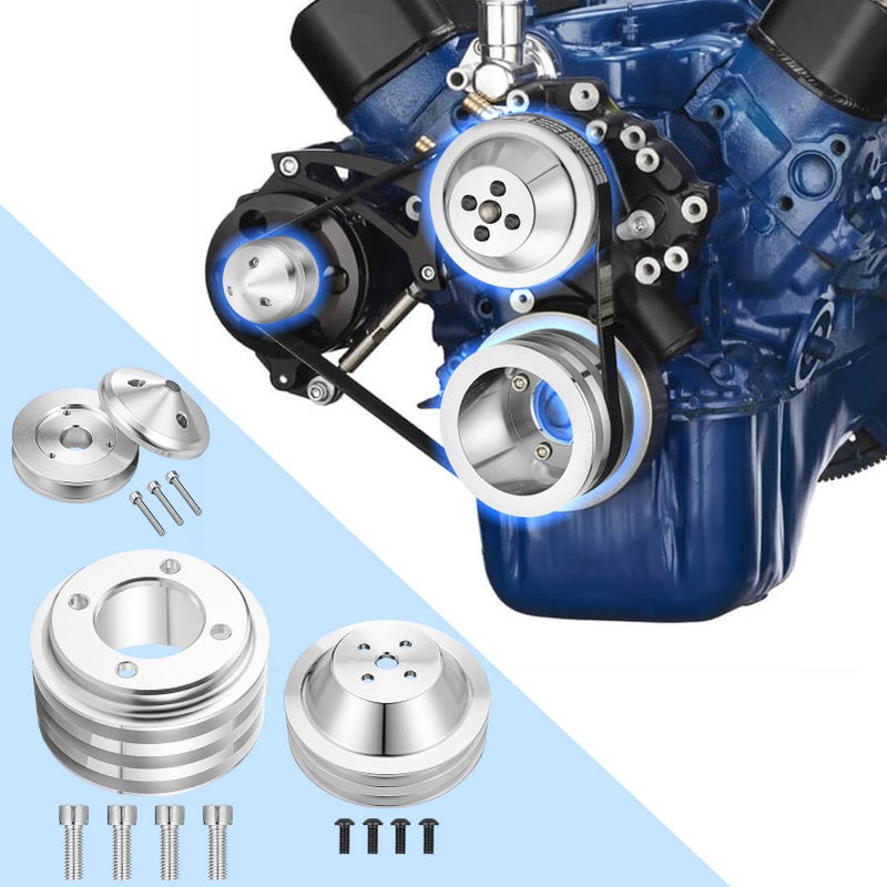 WeiSen Alternator ï¼† 3V Crankshaft ï¼† 2V Water Pump V-Belt Pulley Kit Compatible with Ford 1969-UP Small Block 302 351w 351C 351W 351M 400 V8 5.0L - Image 2